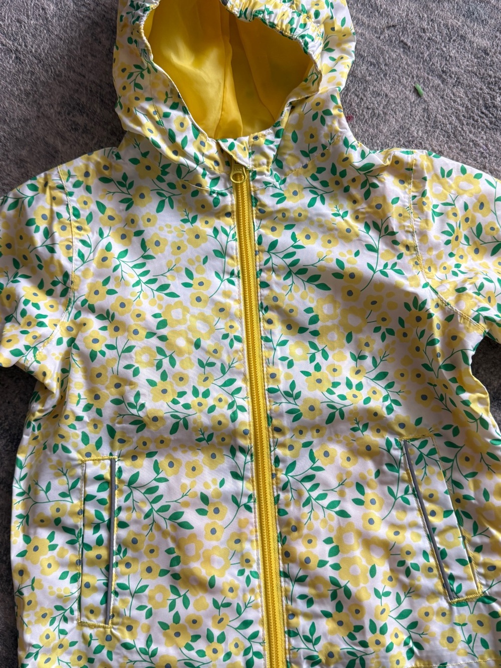 Kids Floral Hooded Raincoat in Yellow - Unbranded - Picture 10 of 10